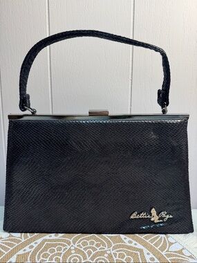 SOURPUSS BETTIE PAGE Handbag Rockabilly Black Snake Skin Red Satin
